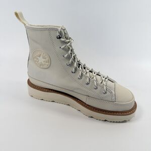 Converse Chuck Taylor Crafted Hi Top Boot Egret Natural Ivory Leather Womens 8.5